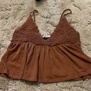 American Eagle Rust Brown Crochet Bust Camisole